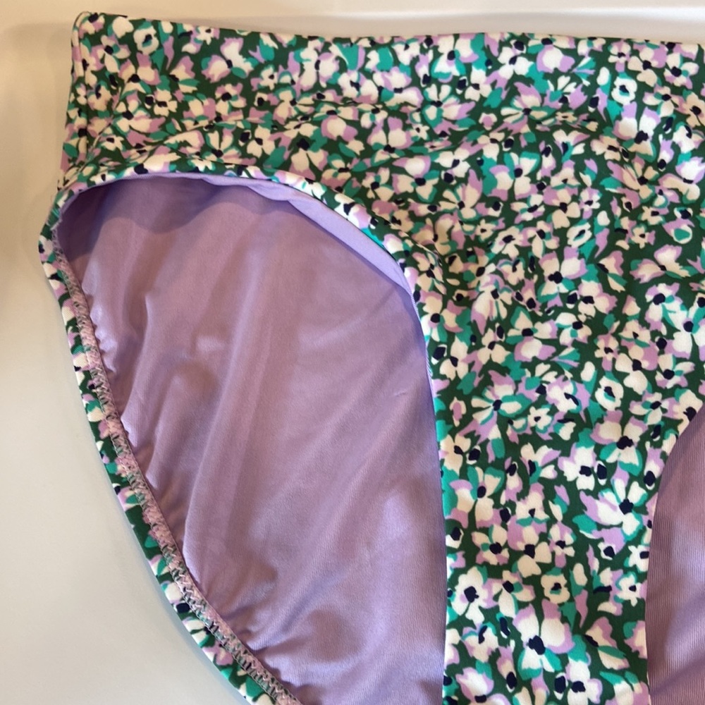 Athleta clean full bikini, bottom purple green floral size large - Picture 2 of 6